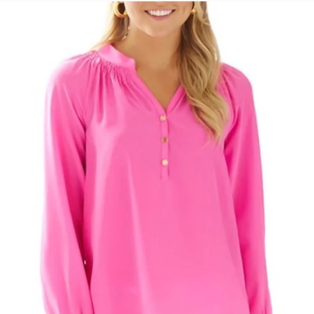 Lilly Pulitzer Elsa Silk Top in Coral L